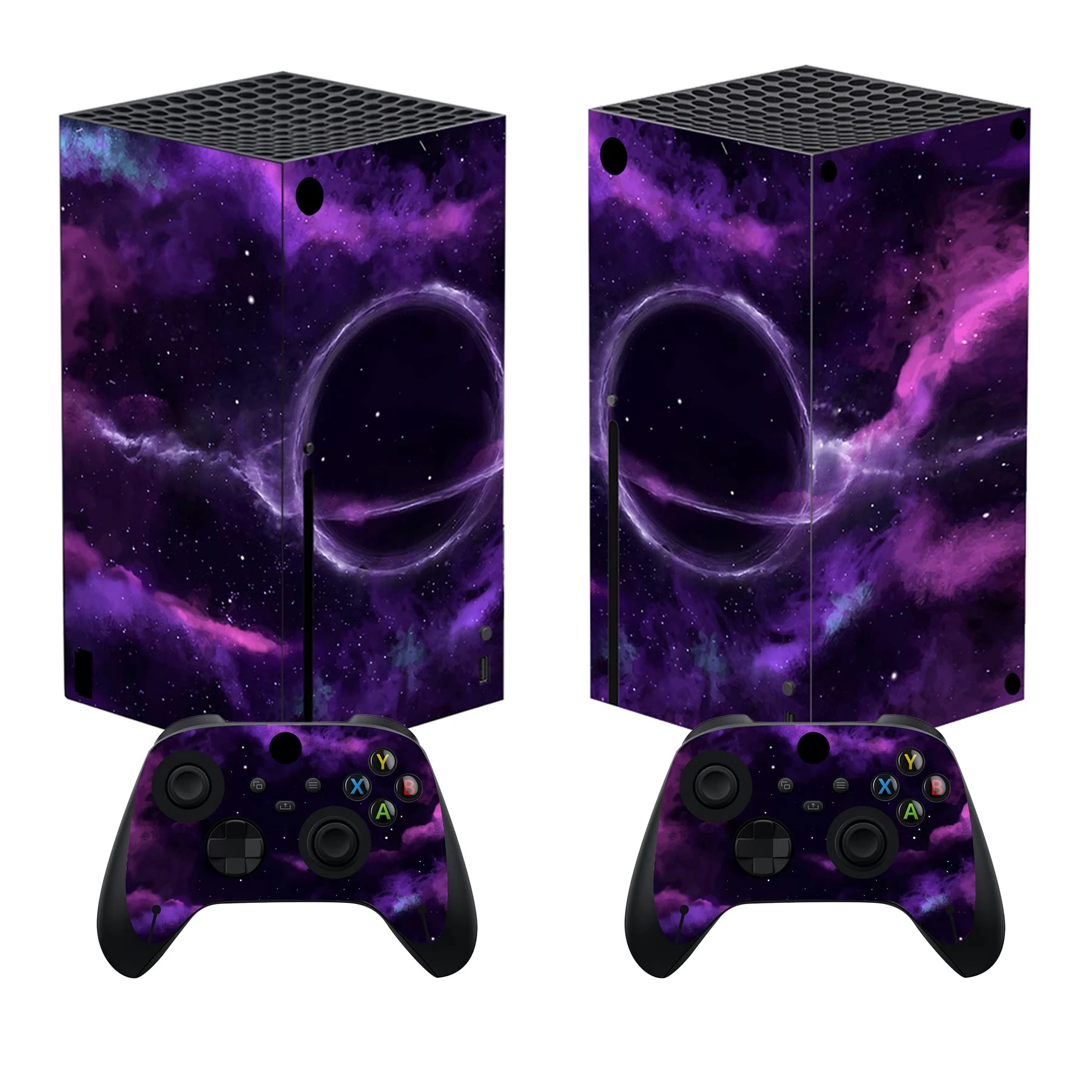 playvital Purple Deep Space Custom Vinyl Skins for Xbox Series X, Wrap Decal Cover Stickers for Xbox Series X Console Controller