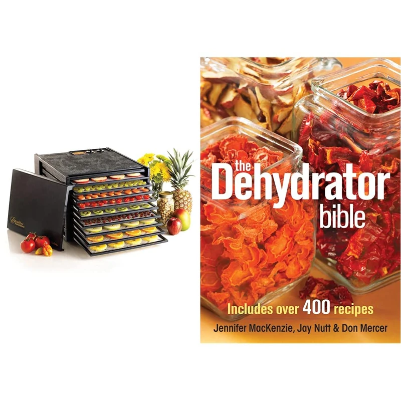 Excalibur 9 Tray Dehydrator with Timer, BPA Free Plastoc, Black, 312(H) x 432(W) x 483(D) mm & The Dehydrator Bible: Includes Over 400 Recipes