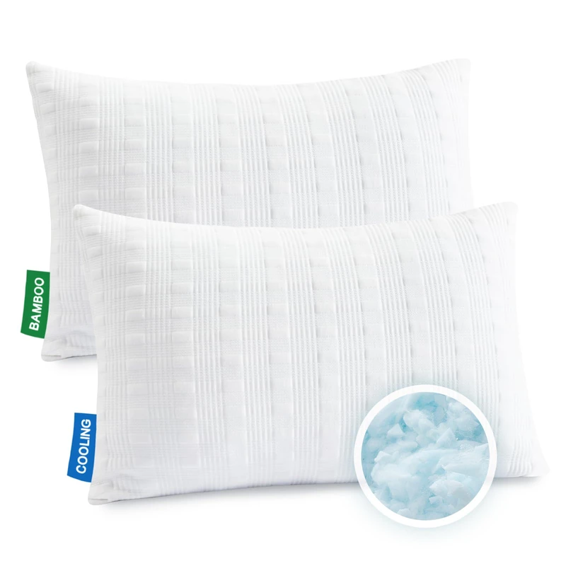Meoflaw Cooling Pillows for Sleeping King Size Set of 2,Shredded Memory Foam Bed Pillow with Double Sided Material Pillow Case,Adjustable Loft King Pillow for Side & Back Sleeper(King,2-Pack)