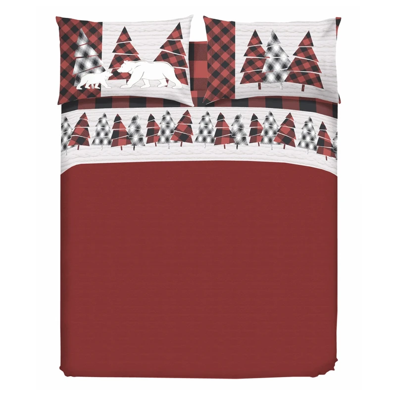 PENSIERI DELICATI 100% Cotton Double Bed Set 180 x 200 Including Bottom Sheet, Top and 2 Pillowcases, Made in Italy, Canada Red