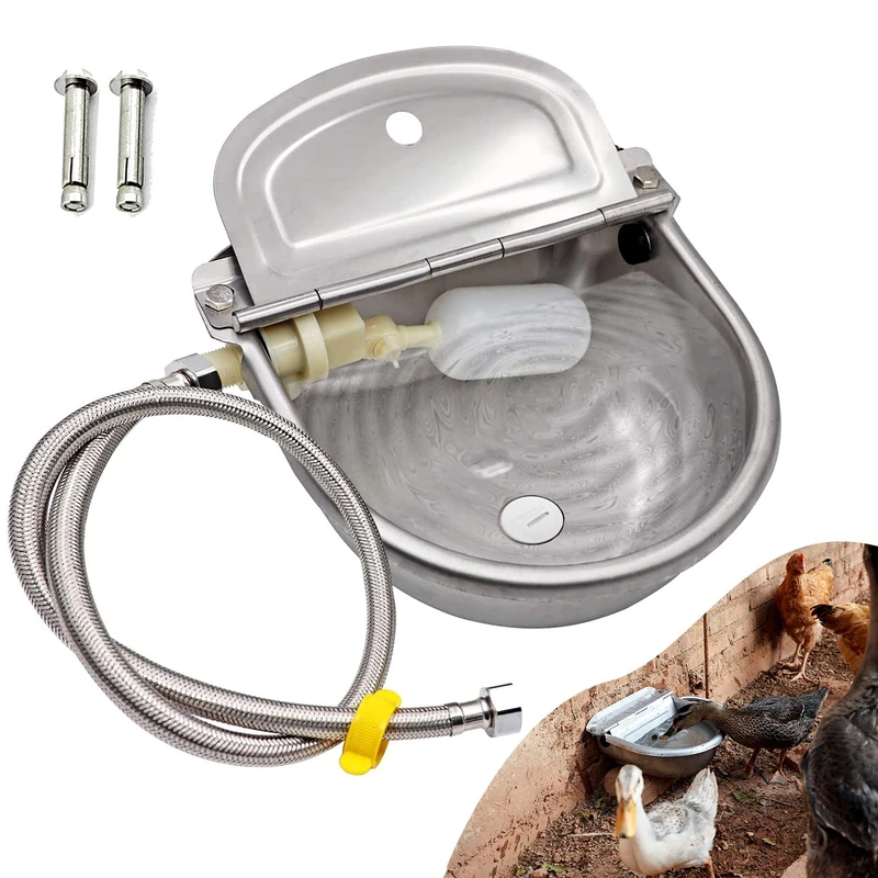 Automatic Water Dispenser for Dog Water Bowl Dispenser Large Size Stainless-Steel Waterer Feeder Self Filling Water Trough for Poultry and Livestock
