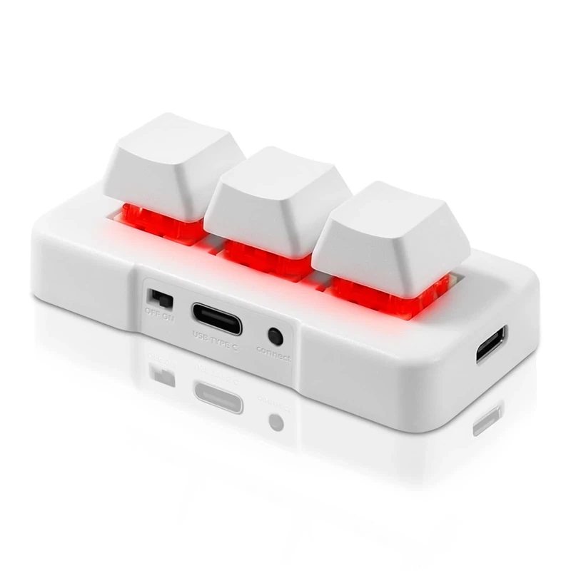 PCsensor 3 Buttons Mini Keyboard Wireless USB 2 in 1 Mechanical Gaming Keyboard Hot Key Customised Program with RGB LED for Gaming OSU Office Work