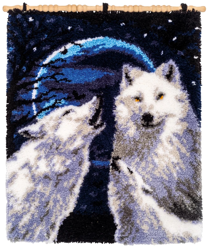 Vervaco Kit Knotted Stitch for Howling of Wolves Embroidery Beginner DIY Latch Hook Complete Kit Home Decoration Manual Hobby Craft Approx. 66 x 83 cm Embroidery - Image 1