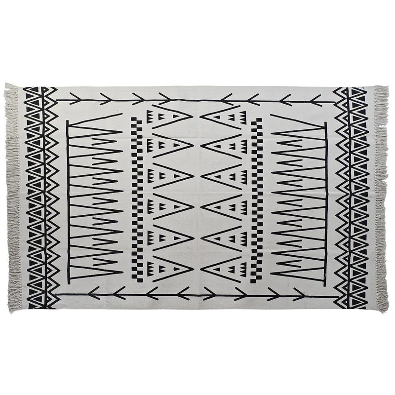 DKD Home Decor Rug 160 x 250 x 0.8 cm Black Polyester Cotton White Ikat Boho - Brand EAN: 8424001927999
