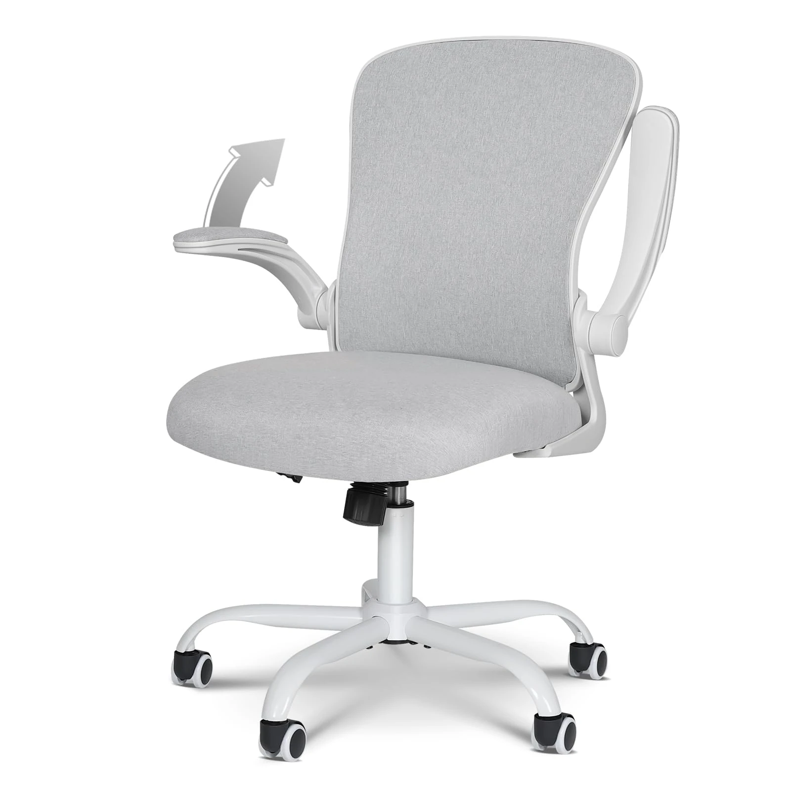 ELECWISH Office Chair Desk Chair Flip-up Armrest, Ergonomic Computer Chair with Lumbar Support, Office Chairs for Home, Height Adjustable 360° Swivel Rocking Function, Grey
