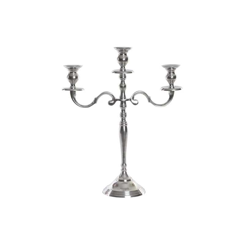 DKD Home Decor Estándar Metal Candle Holder Metallic Silver
