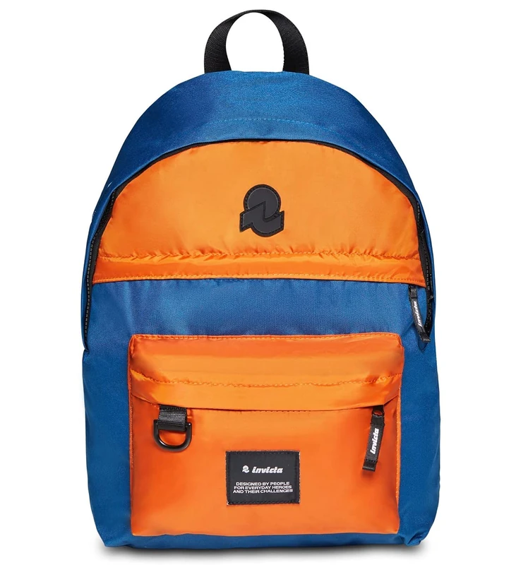 Invicta Backpack, AMERICAN Eco-friendly Knapsack, Casual Daypack, Unisex, One Size, 13'' Laptop Sleeve, Italian Design blue/orange - Image 1