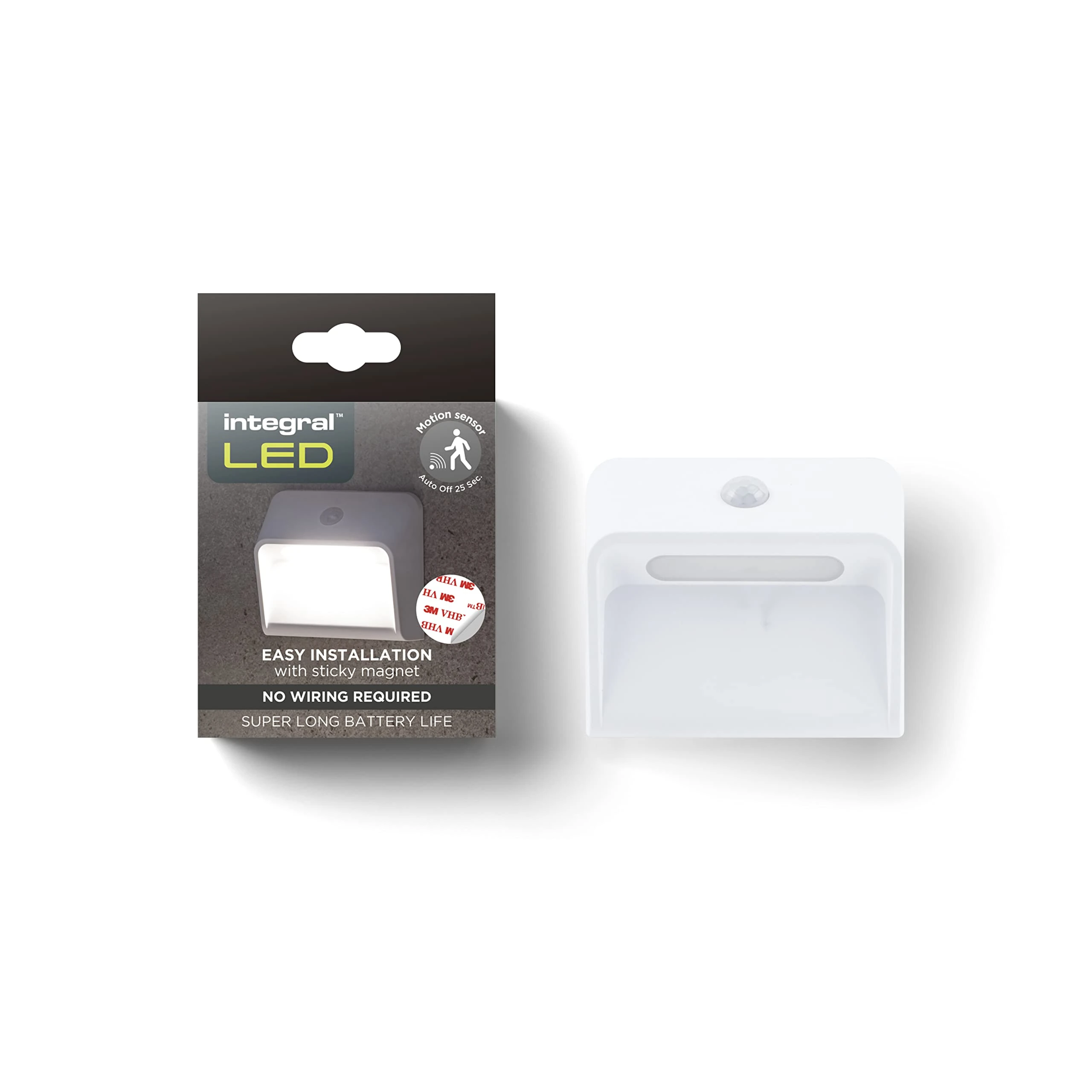 Integral LED SensorLux Warm White Motion Sensor Night Light with Magnetic Plate – Solid Construction, Rechargeable 2200mAh Battery Easy to Install for Stairs, hallways, Indoor porches, and wardrobes.