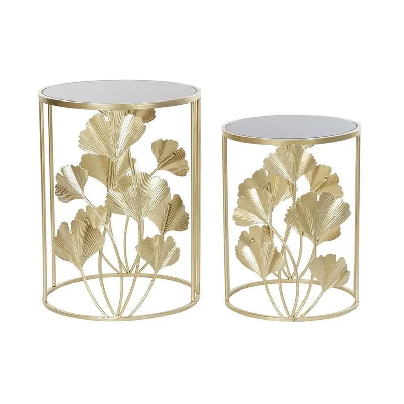 DKD Home Decor Set of 2 tables, Glass, Metal, Standard
