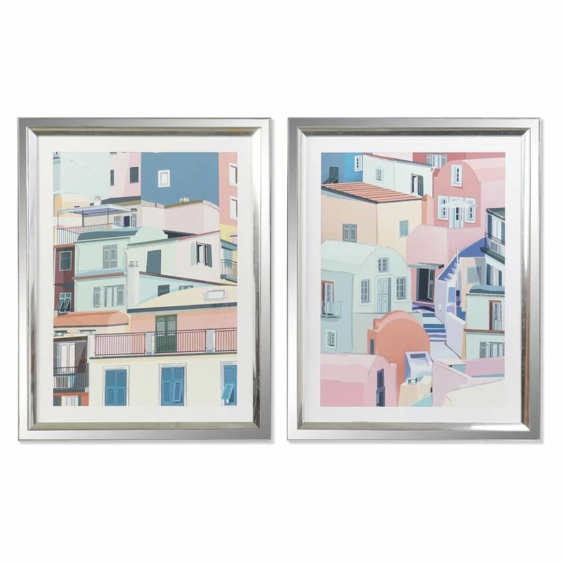 DKD Home Decor Picture 69 x 3 x 89 cm Urban Houses (2 Units)