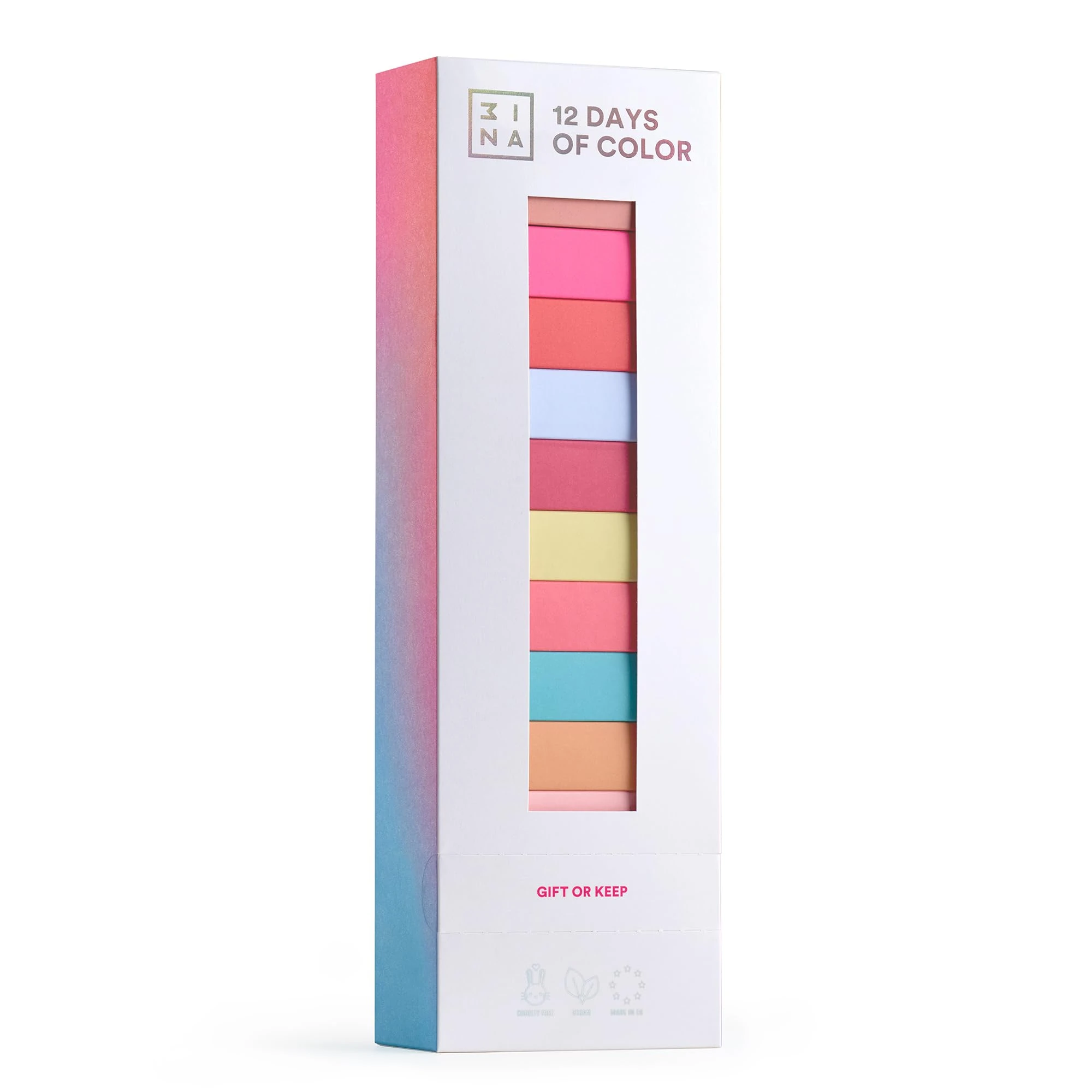 3INA MAKEUP - 12 Days of Color - Multicolored Beauty Advent Calendar 2022 - Make Up Gift Set - Limited Edition Gift Box - Makeup Advent Calendars with 12 Full Size Products - Vegan - Cruelty Free