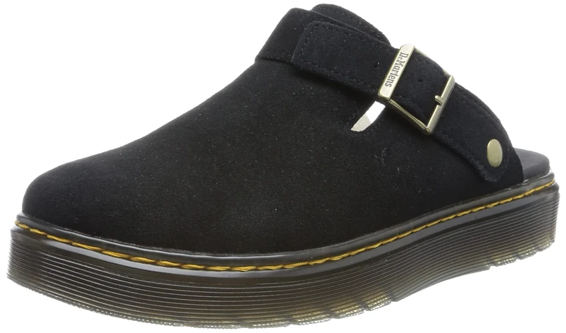 Dr. Martens Carlson Sandals - Black Suede & Cream Sherpa, 4 UK