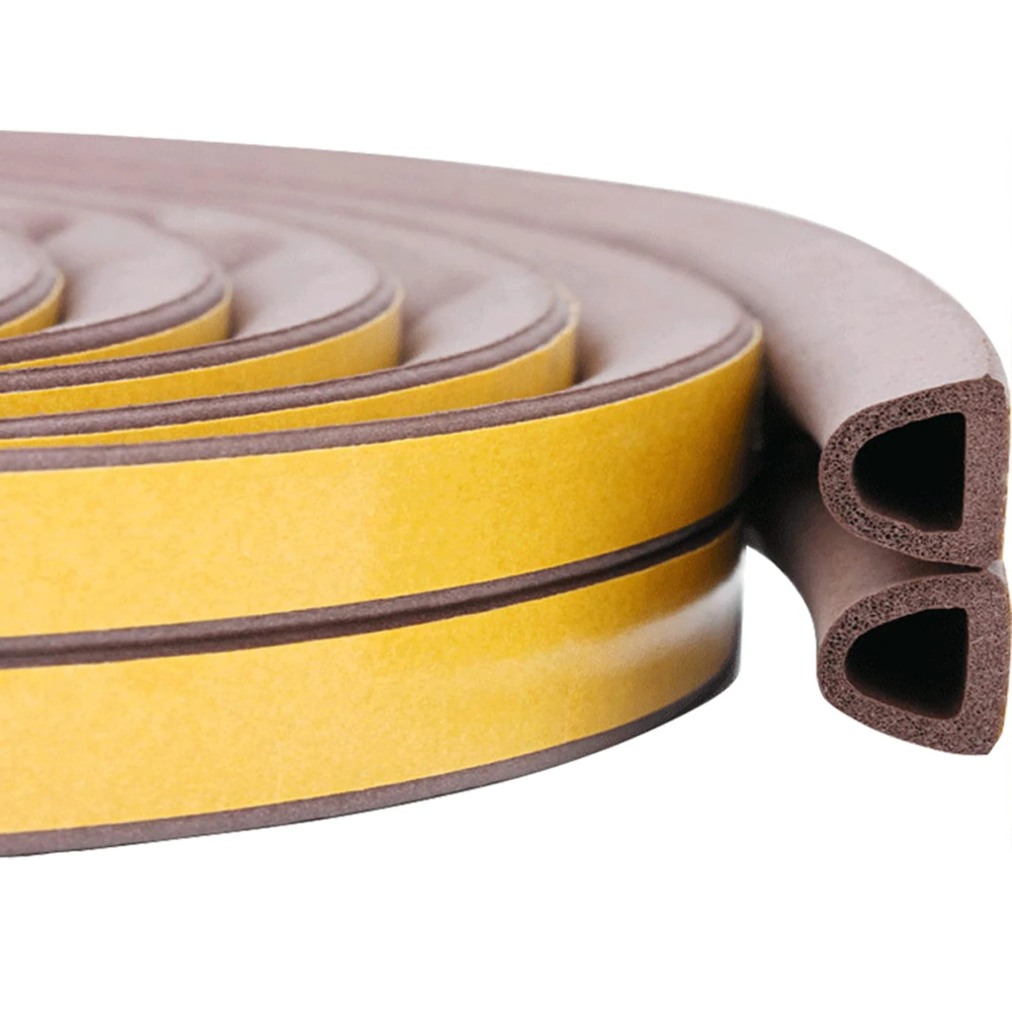 Weather Stripping Tape, Doors Windows Draught Excluder Self-Adhesive Anti-Collision Rubber D Type Foam Sealing Tape, Rubber Sound Insulation for Door Window Draught Stopper (Brown-10 M)