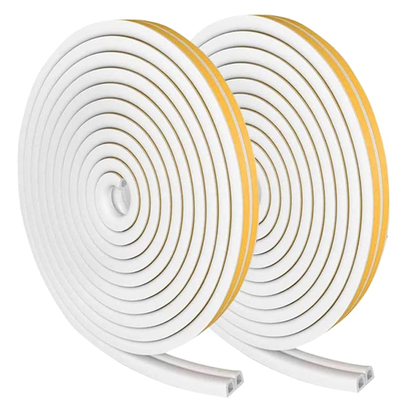 Weather Stripping Tape, Doors Windows Draught Excluder Self-Adhesive Anti-Collision Rubber D Type Foam Sealing Tape, Rubber Sound Insulation for Door Window Draught Stopper (White-20m)