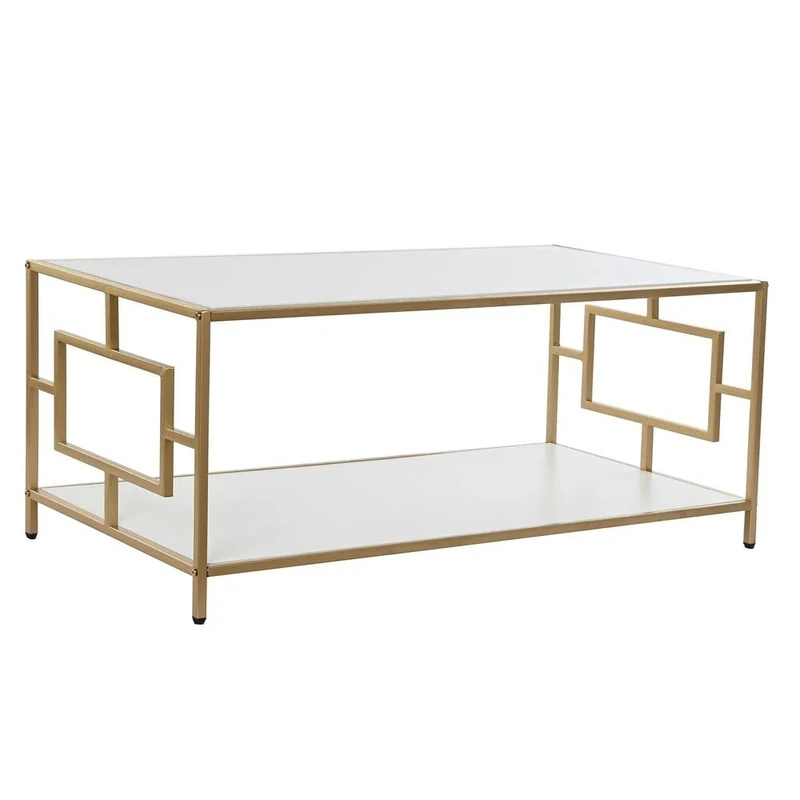 DKD Home Decor White and Gold Coffee Table, Metal and MDF (110 x 55 x 45 cm) S3033831 – EAN: 8424001953387