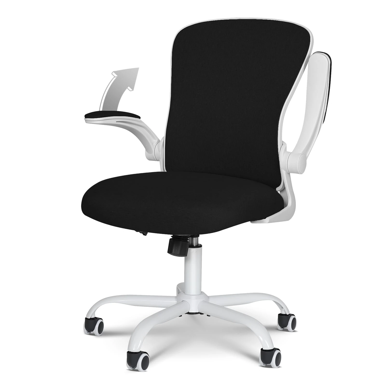 ELECWISH Office Chair Desk Chair Flip-up Armrest, Ergonomic Computer Chair with Lumbar Support, Office Chairs for Home, Height Adjustable 360° Swivel Rocking Function, Black