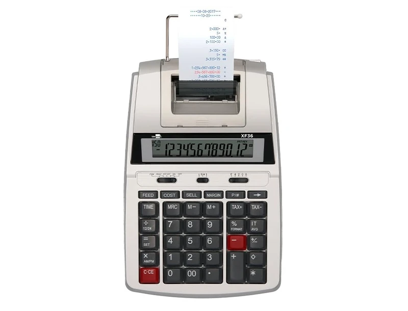 Calculator Leader Paper Printer Screen Paper 57 mm 12 Digits Print Bicolour White 235 x 155 x 62 mm