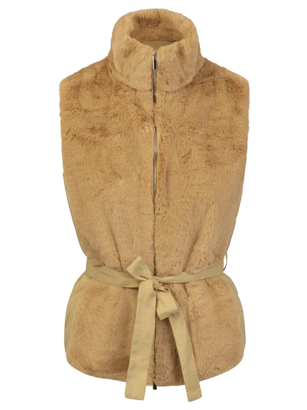 ApartFashion Women's Fur Vest, Camel, L