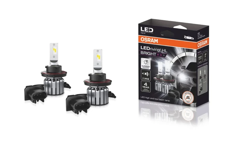OSRAM LEDriving® HL BRIGHT, ≜ H13(9008), LED High/Low Beam Lamps, Off-road only, non ECE, 300% more brightness, 6000K, Hanging Folding box (2 lamps)