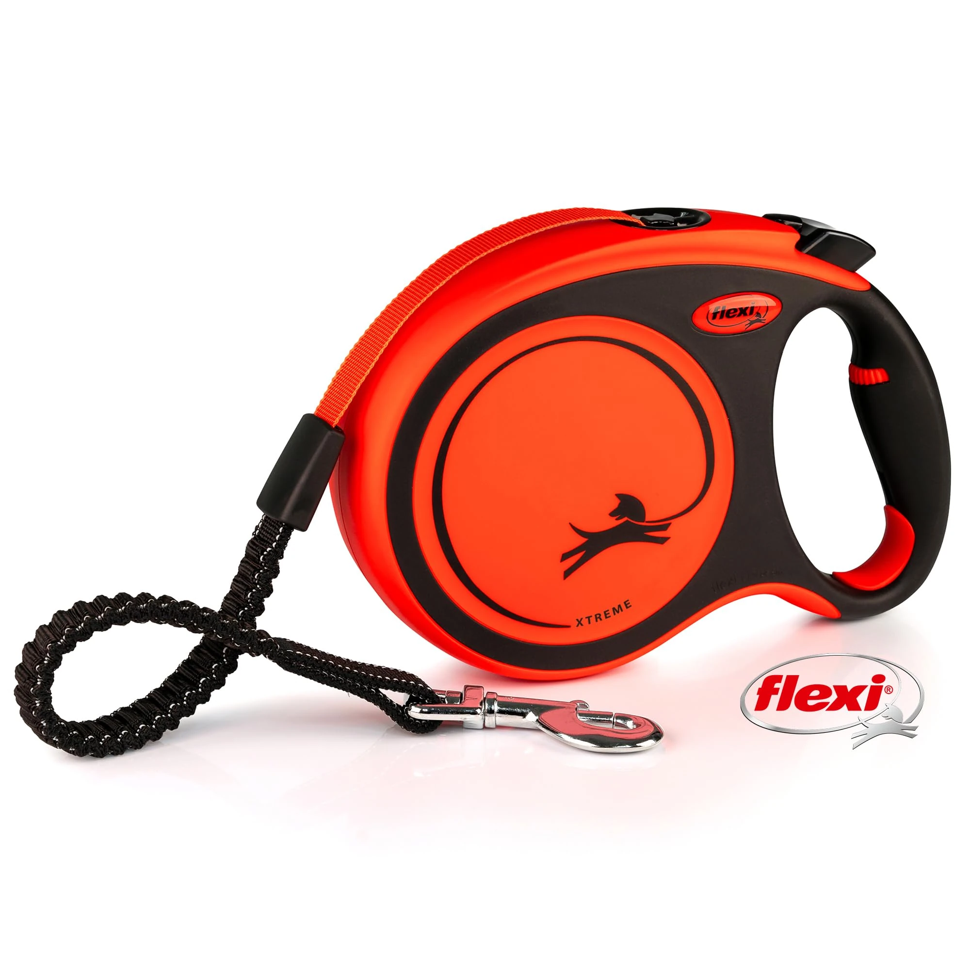 Flexi Xtreme Tape Orange & Black Large 8m Retractable Dog Leash/Lead for dogs up to 55kgs/121bs