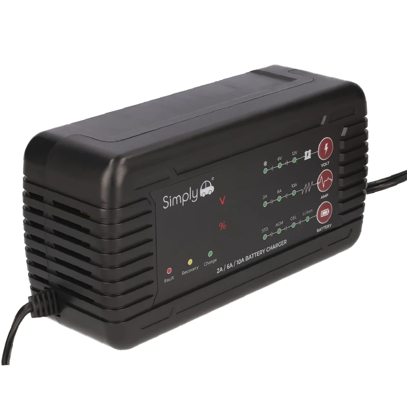 Simply BTC-4010 2/6/10Amp 6/12V Portable Battery Charger - 200AH