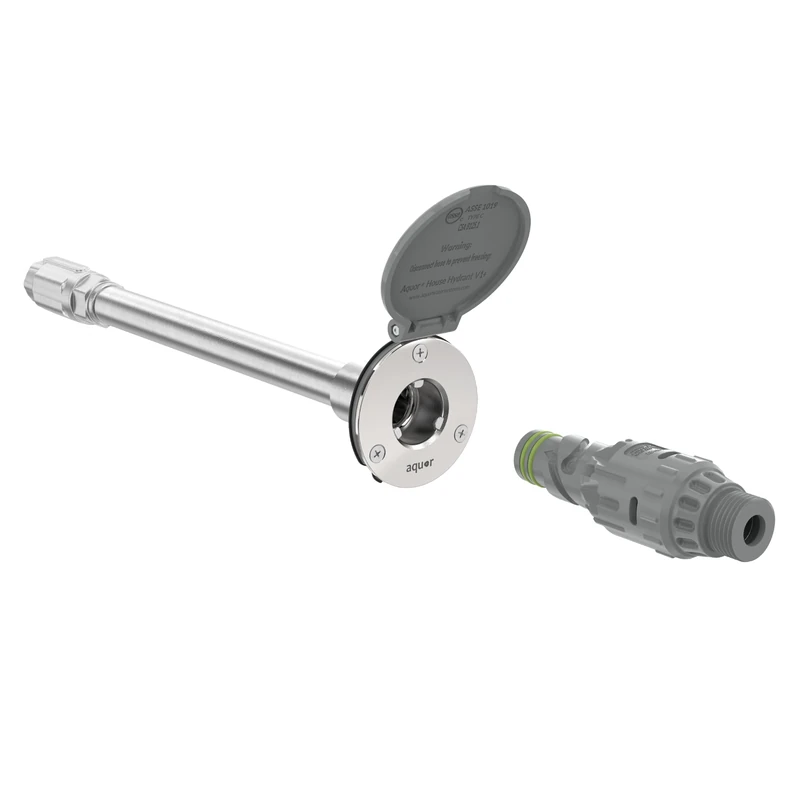 Aquor House Hydrant V1+ Frost Free Wall Hydrant Outdoor Faucet with Quick-Connect and Anti-Siphon, Freeze Proof Flush Hose Bib, 12 inch, Slate Gray