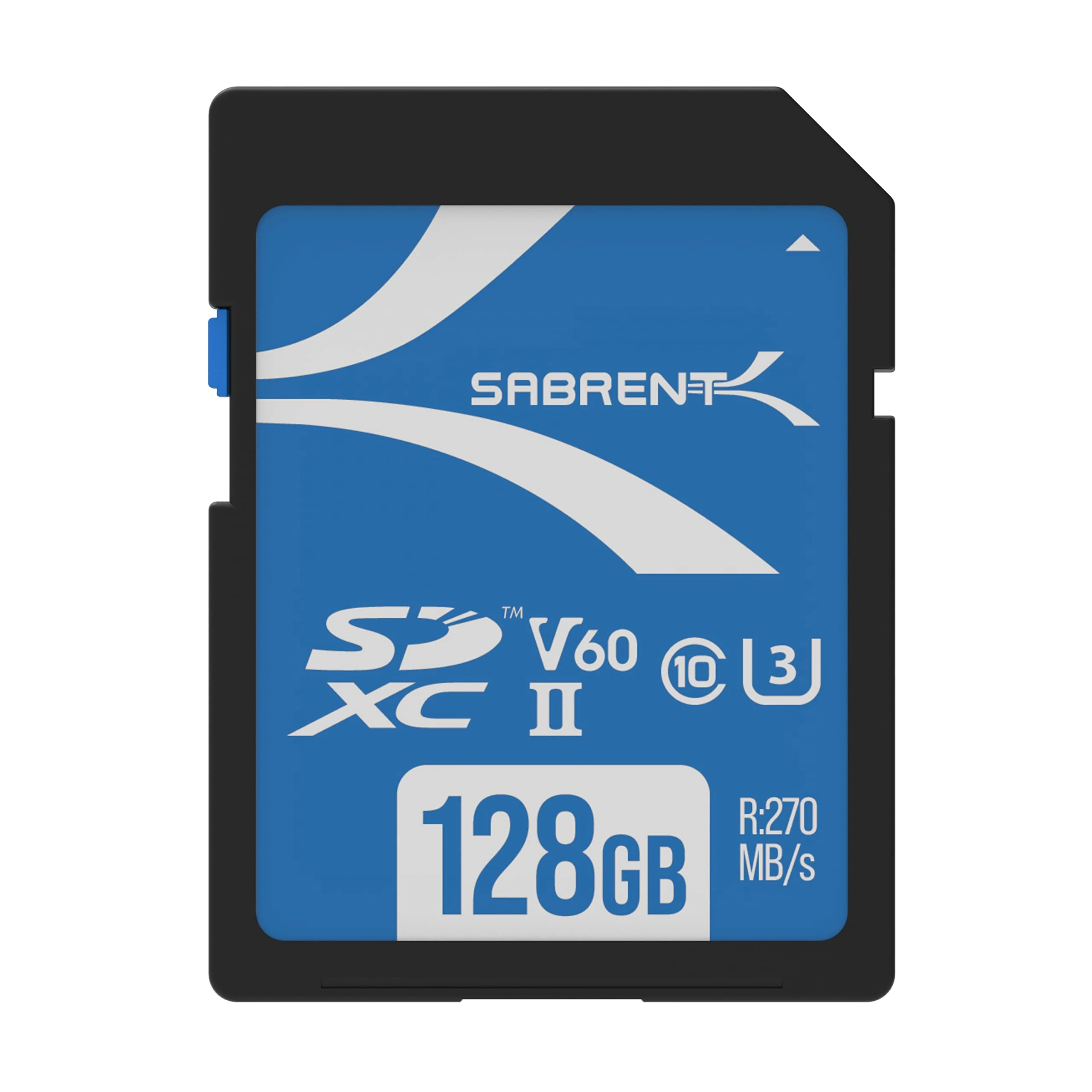 SABRENT V60 SD Card 128GB, UHS-II Card SDXC, Memory Card, Class 10, U3, Full HD & 8K UHD Card, 270MB/s for Professional Photographers, Videographers, Vloggers (SD-TL60-128GB)