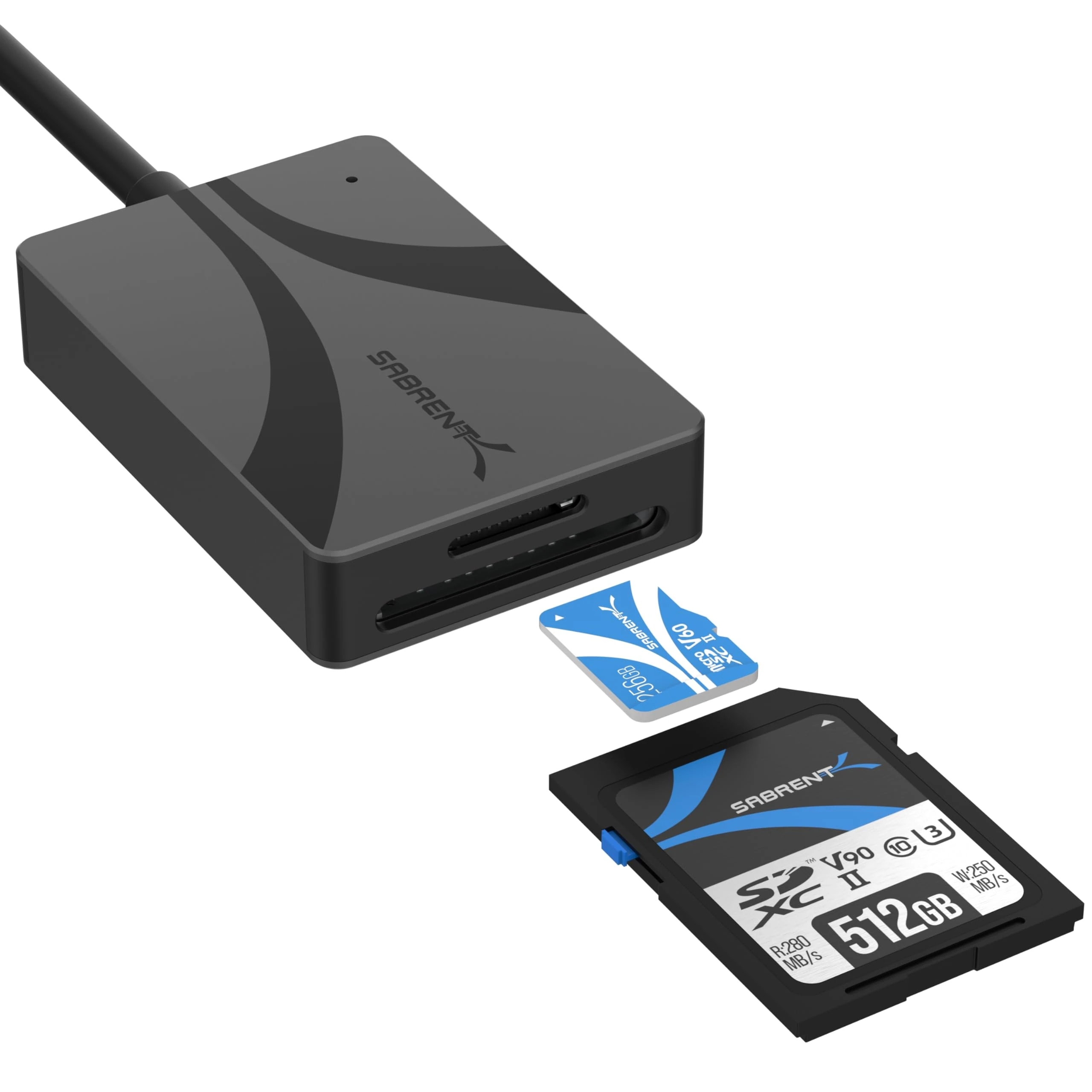 SABRENT UHS-II USB C Card Reader – Dual Slot SD & microSD Adapter 312MB/s – USB 3.2 Gen 1 for SDXC, microSDXC, Camera, GoPro, MacBook, Android, iPad, Windows – Plug & Play, Aluminium Body (CR-CSDM)
