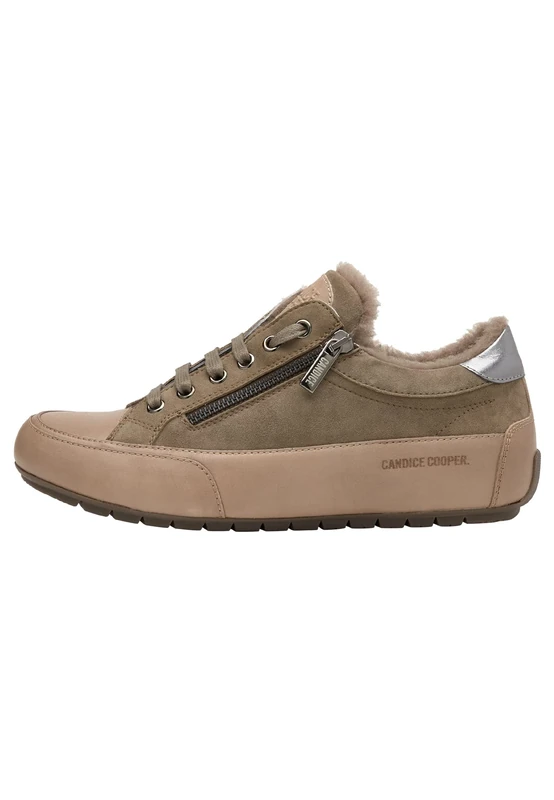 Candice Cooper Women's Rock Deluxe Zip Fur Oxford Flat, Dark Olive, 4 UK