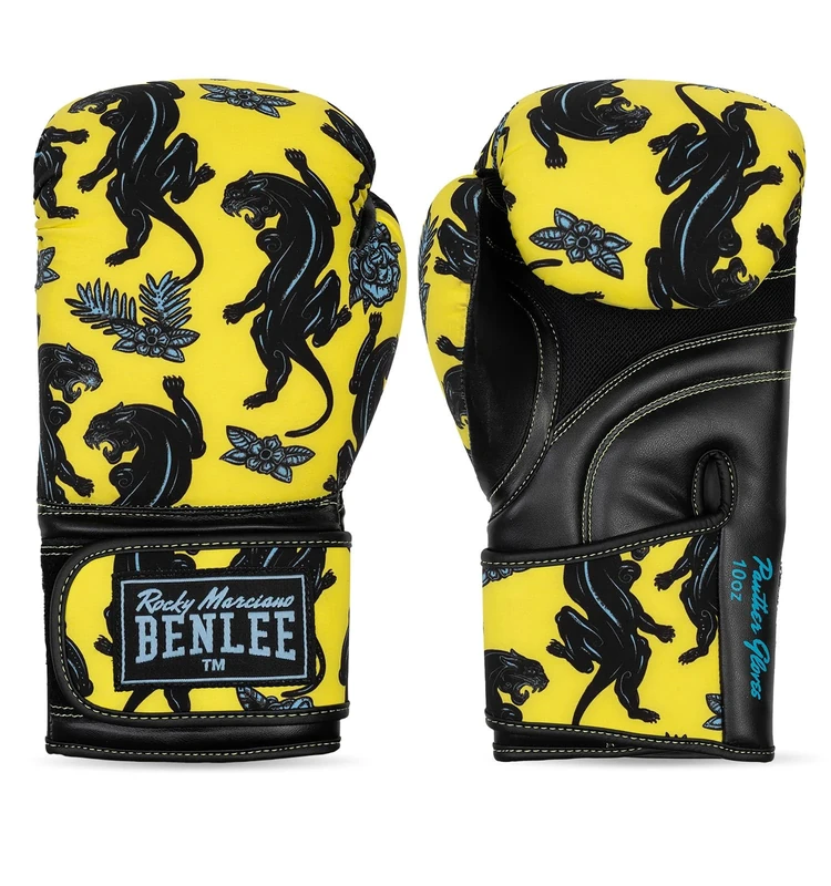 Benlee Artifical Leather and Textile Boxing Gloves Panther Gloves 08 oz Yellow/Black/Blue, 199512
