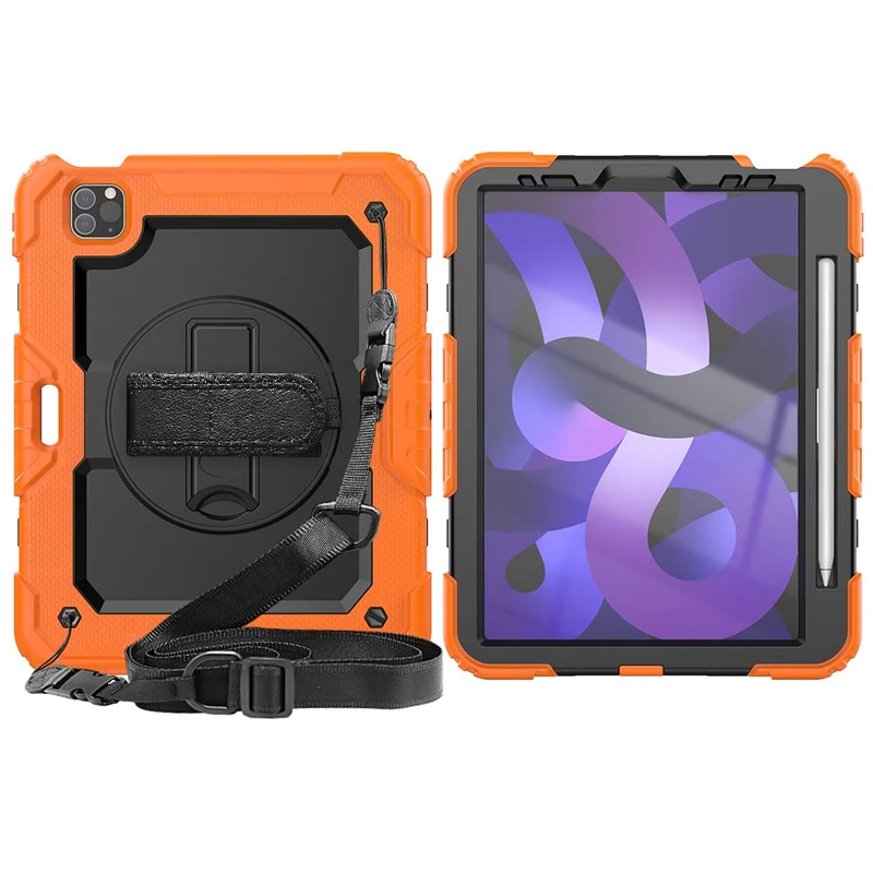 iPad Air 5th/4th Generation iPad Pro 11 Case 2021/2020/2018 Case with 360 Rotating Stand Handle/Shoulder Case for iPad Air 5/4 10.9 Inch and iPad Pro 11 inch (Orange B)