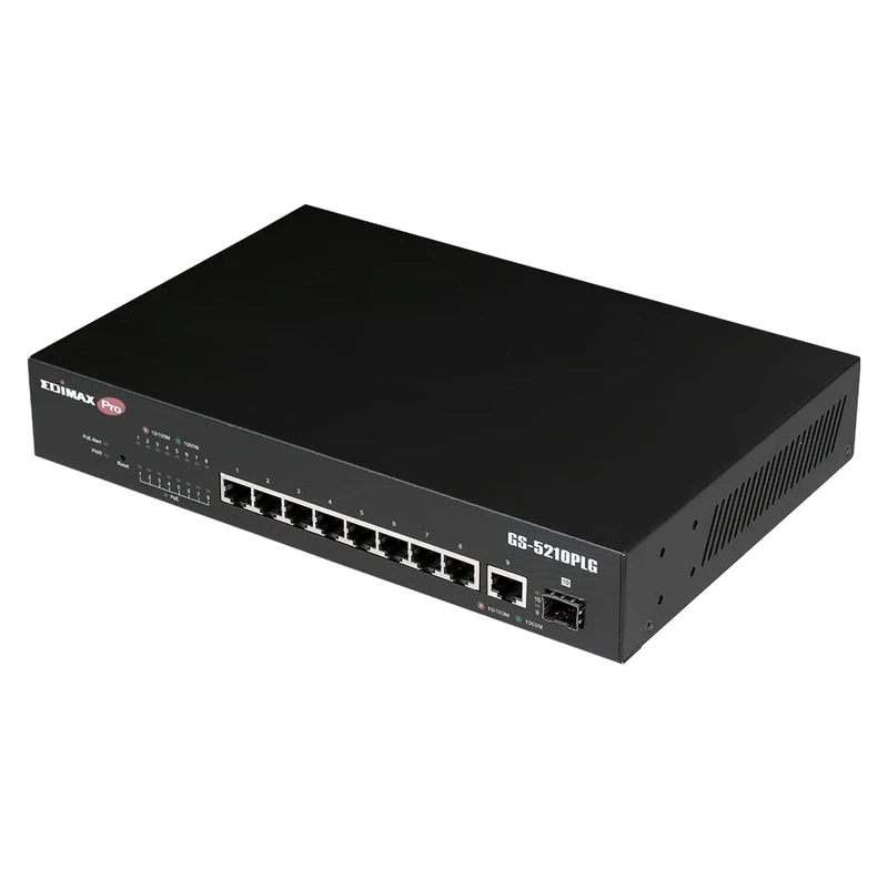 Edimax GS-5210PLG - 10-Port Gigabit Long Range PoE+ Web Smart Switch with 1 SFP Port