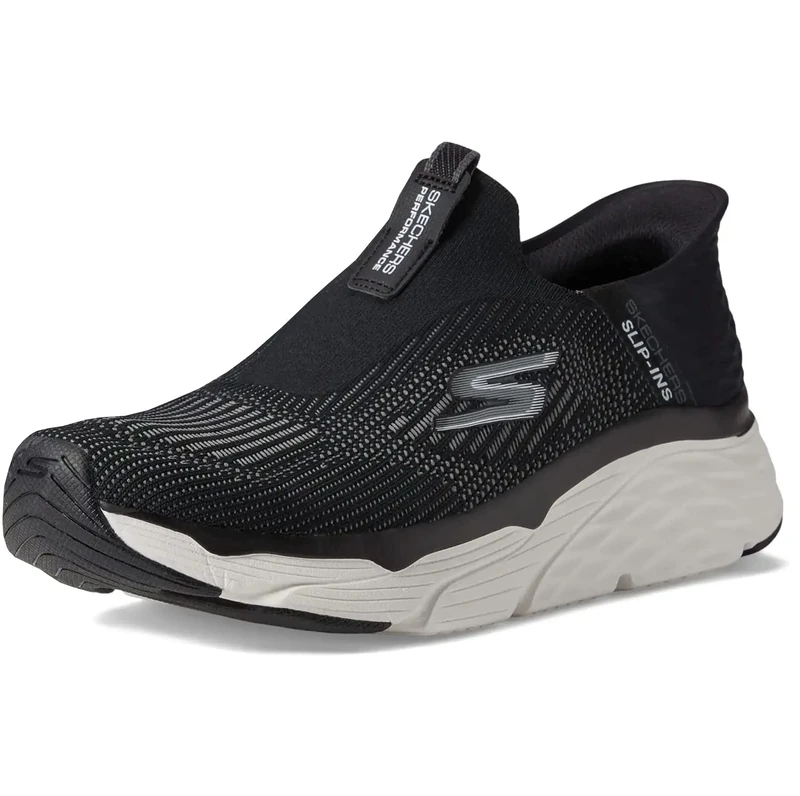 Skechers Men's Max Cushioning Slip-ins-Athletic Slip-on Running Walking Shoes with Memory Foam Sneaker, Black/White, 13