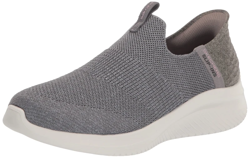 Skechers Women's Hands Free Slip Ins Ultra Flex 3.0 Smooth Step Sneaker, Grey, 5.5 Wide