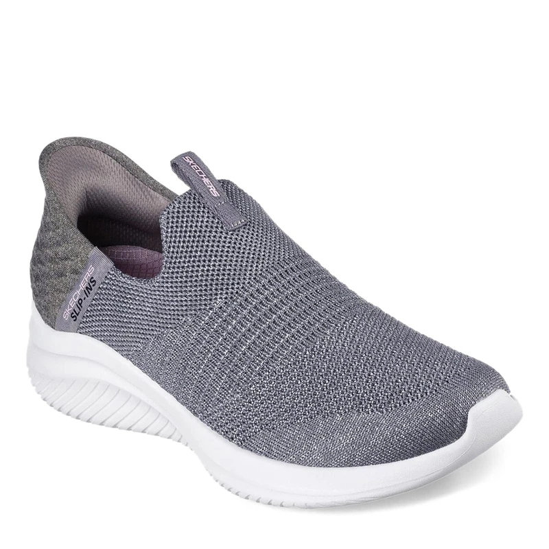 Skechers Women's Hands Free Slip Ins Ultra Flex 3.0 Smooth Step Sneaker, Grey, 2 UK Wide