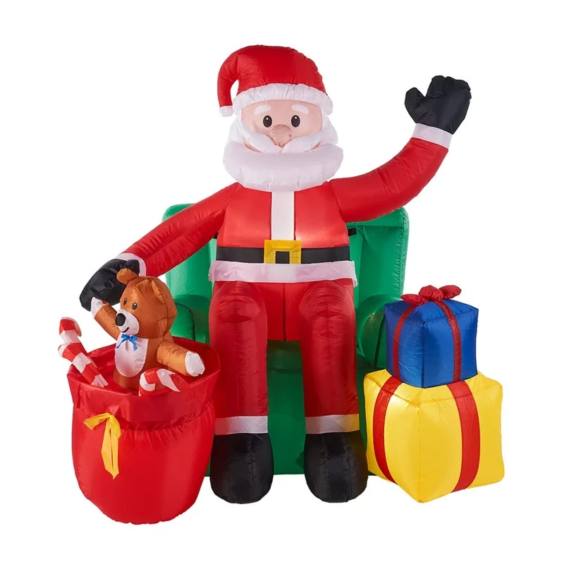 Pre-Lit Inflatable Santa with Present Stack, Multi-Colour, 5 ft/1.5 m