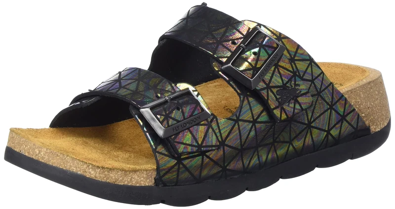 Fly London Women's CAJA721FLY Sandal, Black Petrol, 6 UK