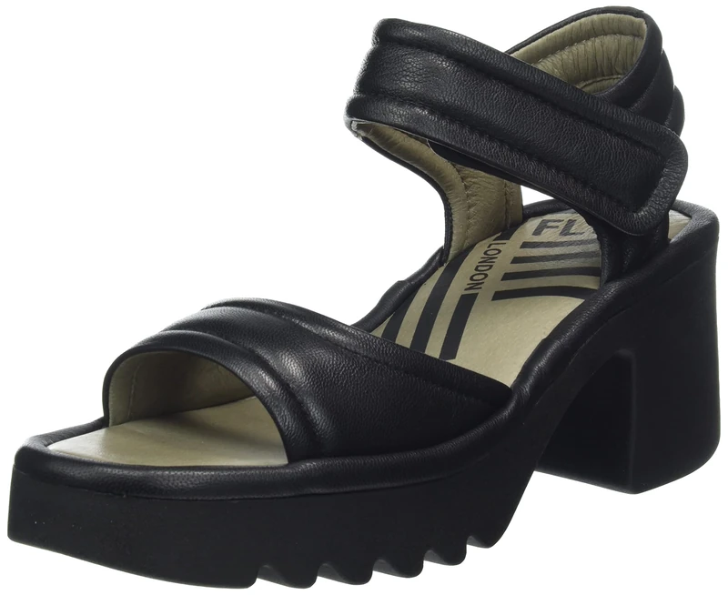 Fly London Women's MANK433FLY Sandal, Black, 8 UK
