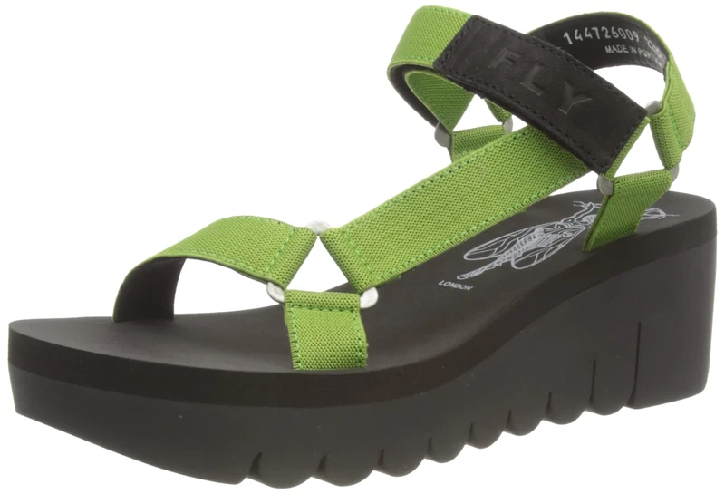 Fly London Women's YEFA726FLY Sandal, Black/Avocado (Black, 7 UK