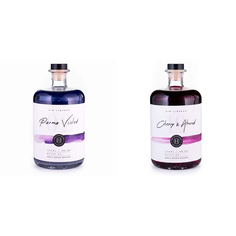 Shimmering Parma Violet Handmade Gin Liqueur 70cl - Premium Craft Gin - 20% ABV & Original Bakewell Cherry & Almond Handmade Gin Liqueur 70cl - Premium Craft Gin - 20% ABV