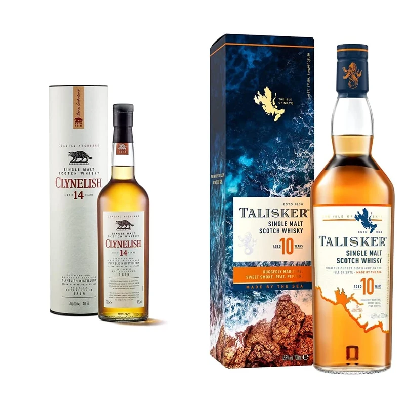 Clynelish 14 Years Old Single Malt Scotch Whisky 70cl & Talisker 10 Years Old|Single Malt Scotch Whisky|Ideal Whisky Gift Set|45.8 Percent Vol| 70cl
