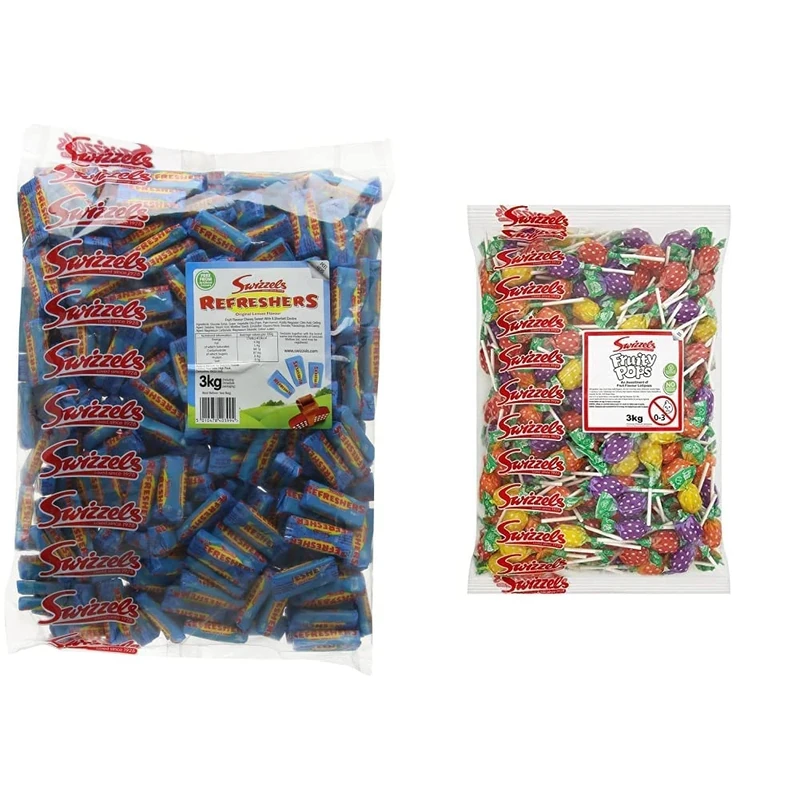 Swizzels Refreshers Original Lemon Flavour, 3kg & Fruity Pops Lollies Bag 3 kg Bulk Sweets