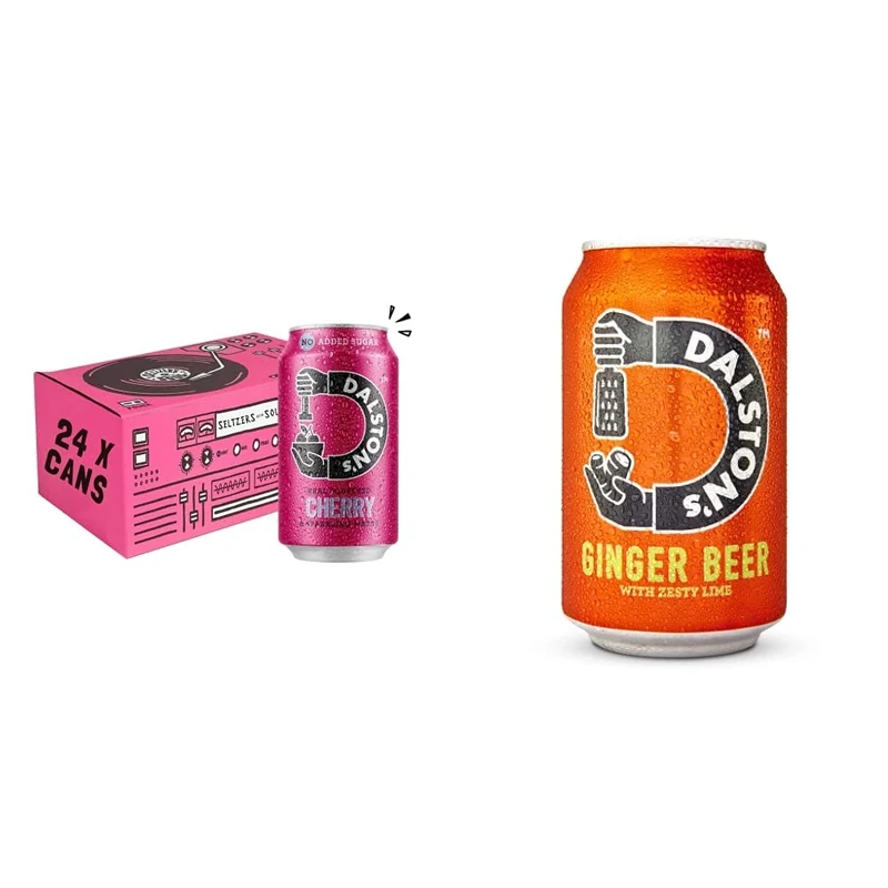 Dalston's Sparkling Cherry Soda (24 x 330ml) - Real Pressed Cherries & Sparkling Water - 46 Kcal - No Added Sugar - Vegan & Ginger Beer, 24 x 330ml