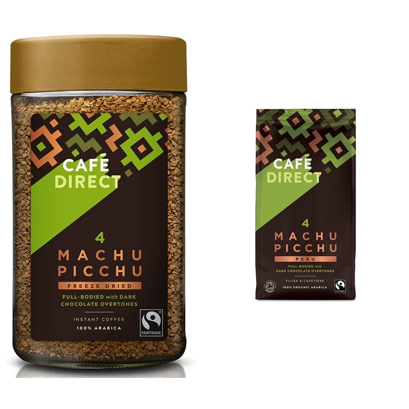 Cafédirect Fairtrade Machu Picchu Instant Coffee 100 g (Pack of 6) & Machu Picchu Organic Fairtrade Ground Arabica Coffee 227g (Pack of 6)