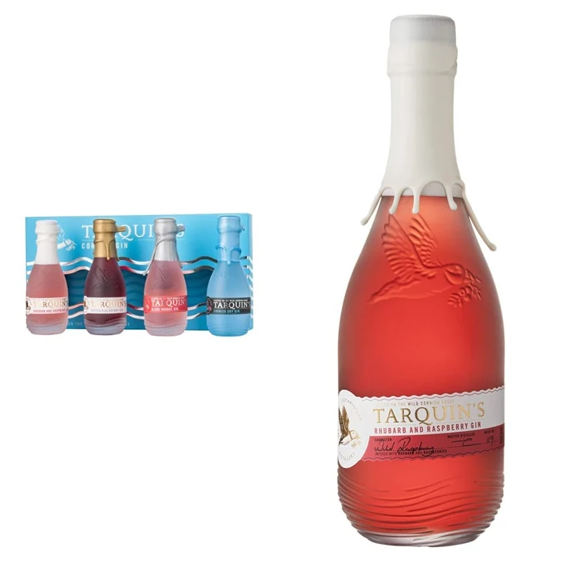 Tarquin’s Cornish Gin Minis Gift Set, 4 x 5cl & Tarquin's Rhubarb and Raspberry Gin, 70 cl