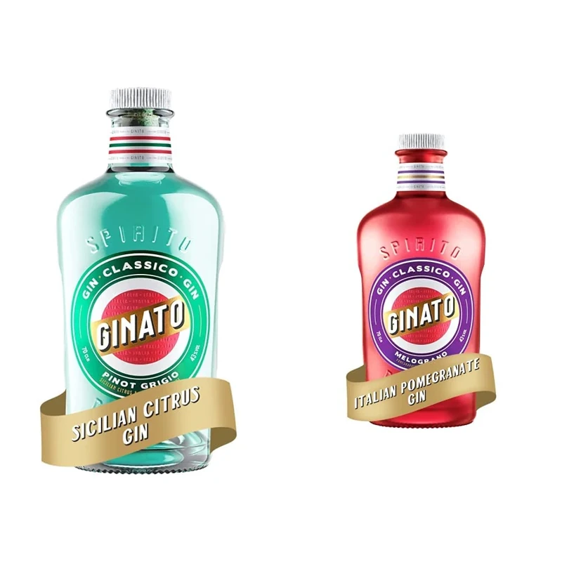 Ginato Gin Sicilian Citrus Italian Gin, 70 cl & Pomegranate Italian Gin, 70 cl