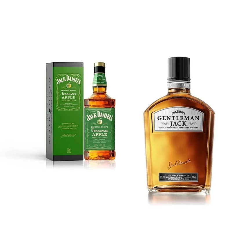 Jack Daniel’s Tennessee Apple Gift Tin Whiskey, 70cl (package may vary) & 's Gentleman Jack Tennessee Whiskey, 700ml