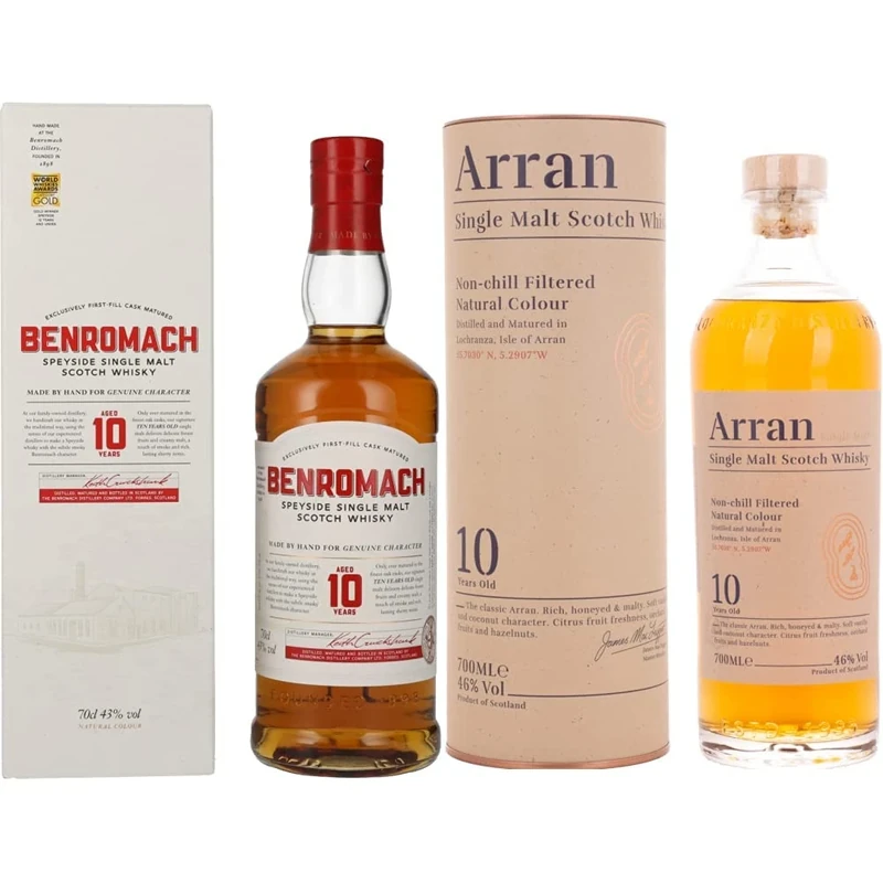 Benromach Single Malt Scotch Whisky, 70cl & The Arran Malt Aged 10 Years Single Malt Scotch Whisky, 700ml