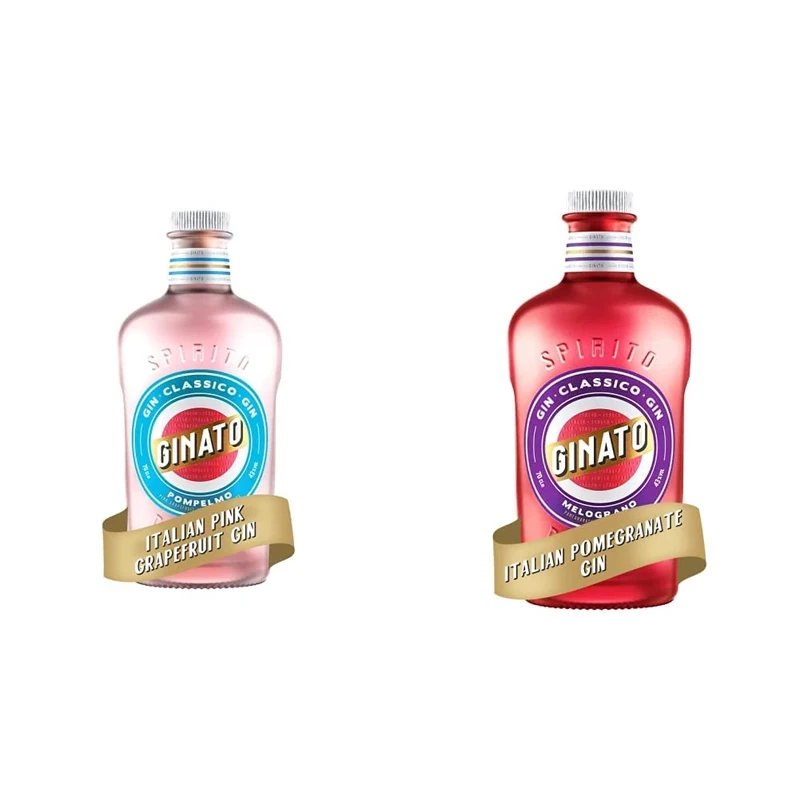 Ginato Gin Pink Grapefruit Italian Gin, 70 cl & Pomegranate Italian Gin, 70 cl