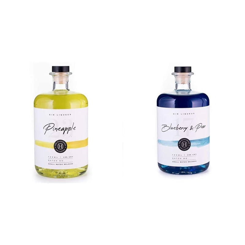 Pineapple Handmade Gin Liqueur 70cl - Refreshing & Tropical Premium Craft Gin - 20% ABV & Blueberry & Pear Handmade Gin Liqueur 70cl - Premium Craft Gin - 20% ABV